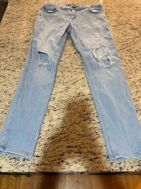 Hollister Light Blue Distressed Straight Jeans